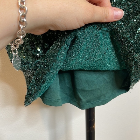 Speechless Bodycon Green Shiny Mini Dress Holiday Size 13 - Picture 6 of 9